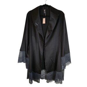 Sylvie Designs NWT Kimono Womens Size 8 Medium Black Lace Trim Feminine Romantic